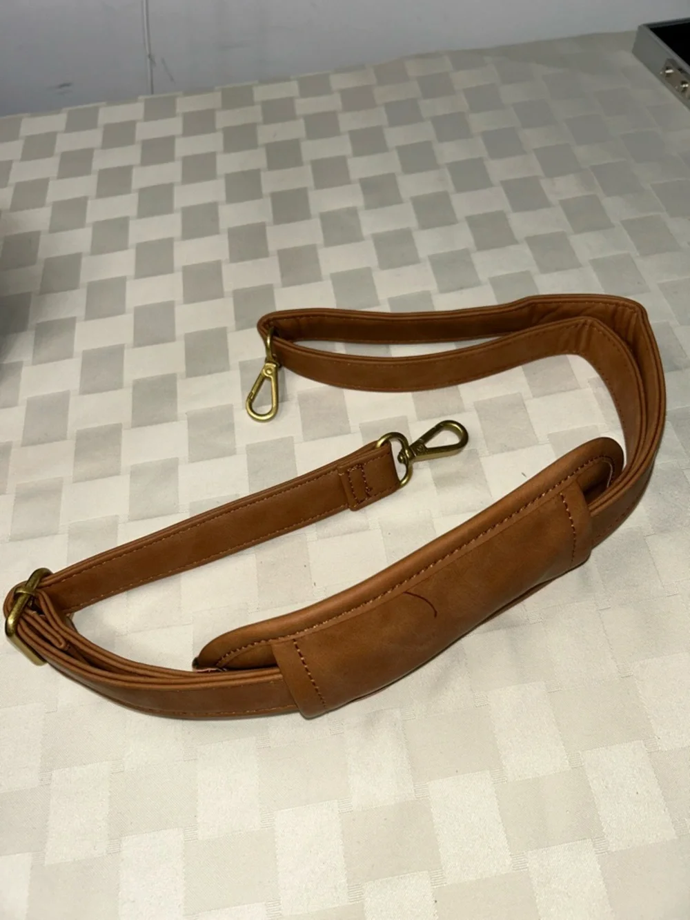 Faux Leather Shoulder Strap with Brass Clips